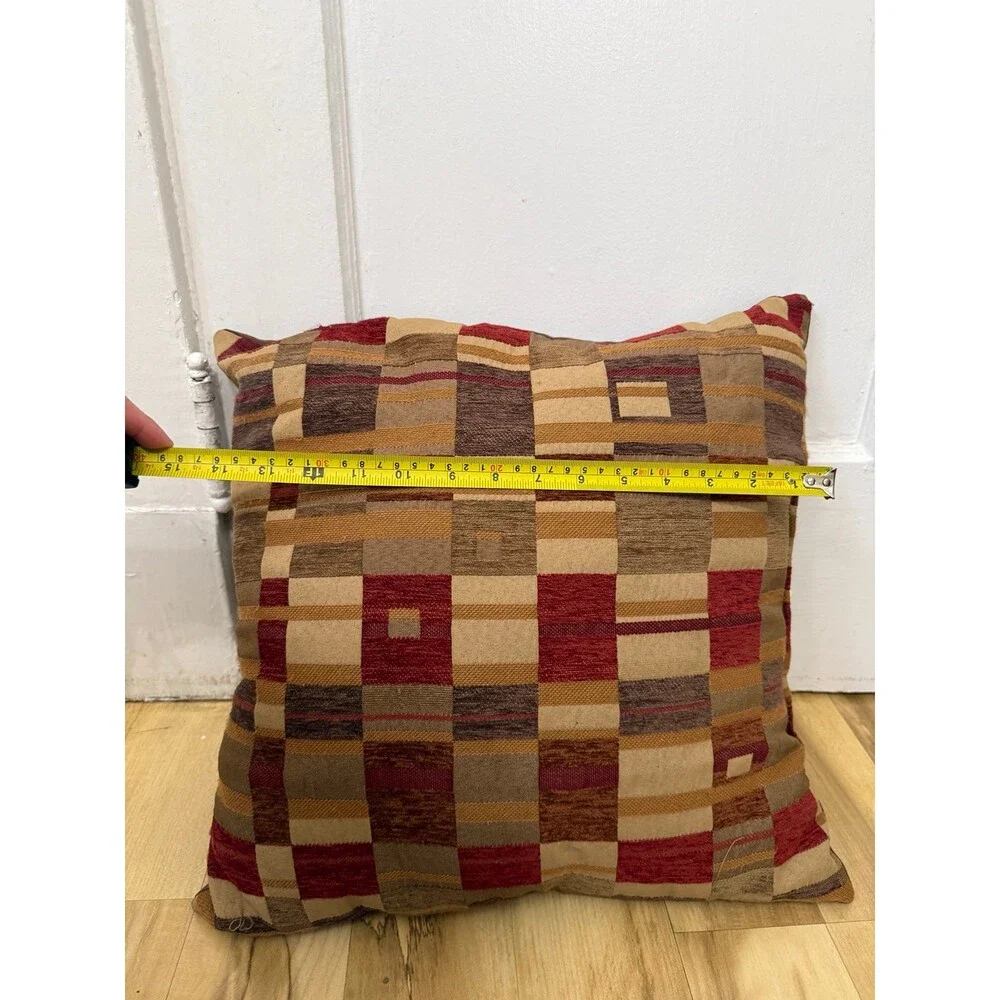 Earth-Tone Geometric Tapestry Throw Pillow